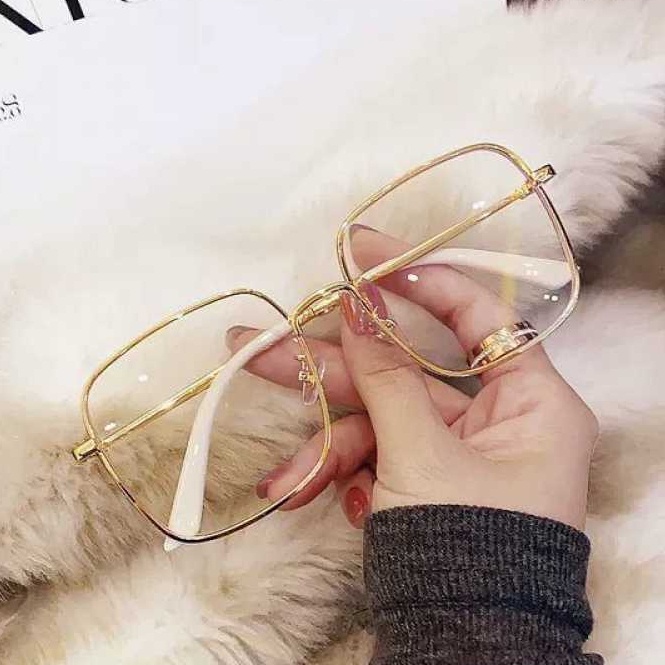 Mắt Kính Gọng Kim Loại Chống Bức Xạ Phong Cách Retro Hàn Quốc Cho Nam Nữ