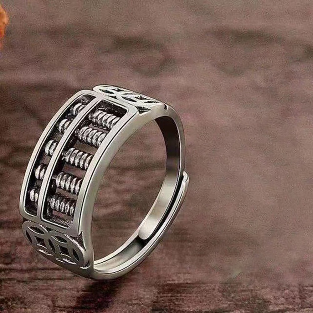 Nhẫn Hở Khắc Hình Bàn Tính May Mắn Thời Trang Cho Nam Nữ Yanqueens Quà tặng trang sức