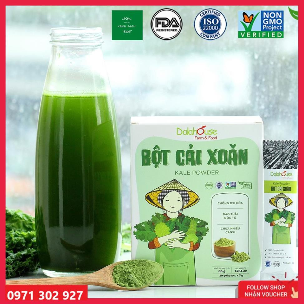 [SẢN PHẨM XANH] Bột Cải Xoăn| Bột Cải Kale Sấy Lạnh Dalashouse Nguyên Chất Chống Lão Hóa Đẹp Da.