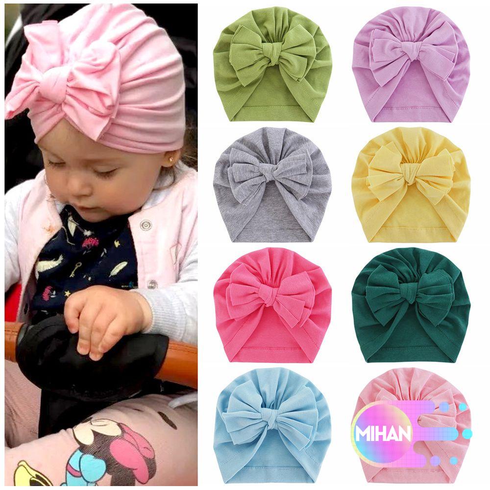 Mũ turban cotton mềm mại đính nơ xinh xắn cho bé MIHAN1