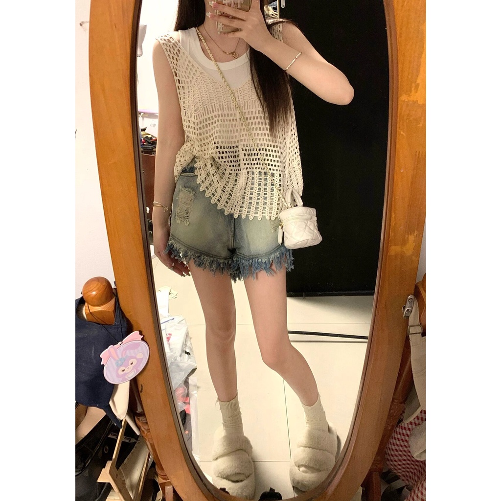 622081#Áo Dệt Kim Mỏng Không Tay Thời Trang Mùa Hè Dành Cho Nữ