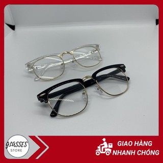 [FREESHIPĐƠN50K]Kính Thời Trang Nam Nữ Nửa Gọng Trang Nhã Lịch Sự Nhã Nhặn Viền Kim Loại Cắt Được Mắt Cận