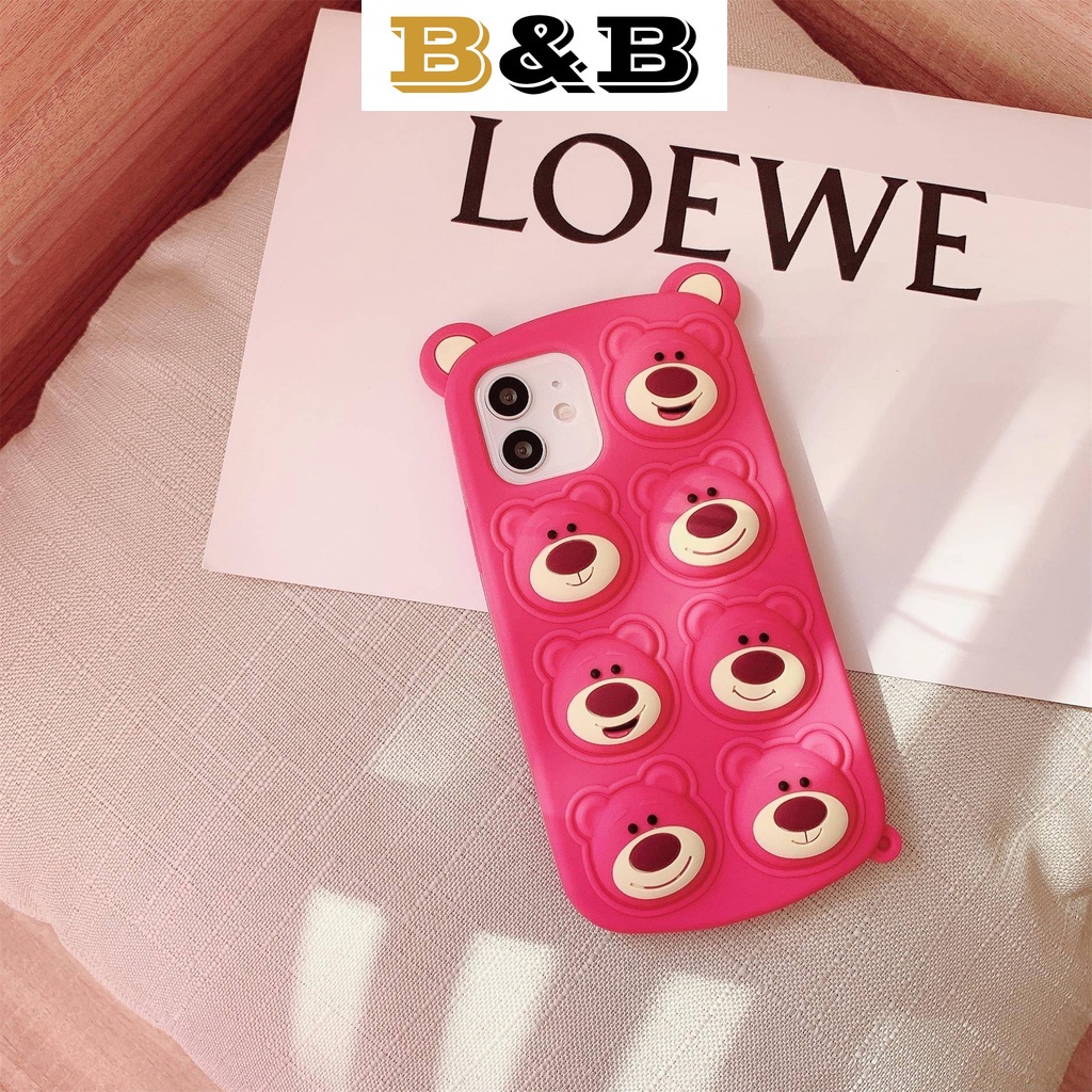 Ốp Điện Thoại Mềm In Hình Gấu Và Dâu Tây Cho iPhone 7 8 7/8Plus X XS Max XR 11 12 13 Pro Max