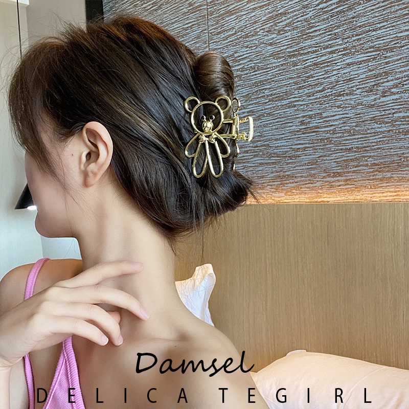 Kẹp Tóc Kim Loại Hình Gấu Dễ Thương Phong Cách Hàn Quốc Dành Cho Bạn Nữ