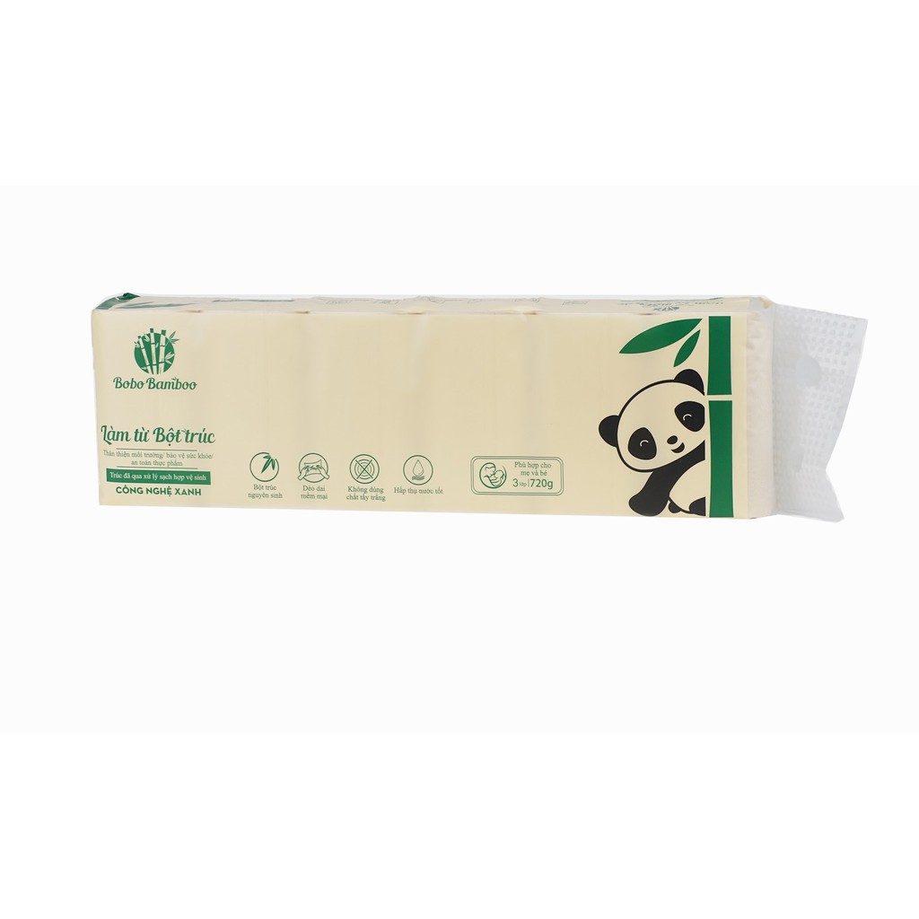 5 Cuộn Khăn Giấy Không Lõi Làm Từ Bột Trúc Siêu Dai Bobo Bamboo