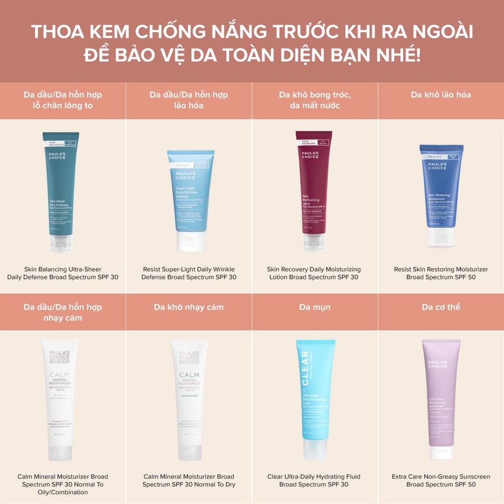 [PAULA'S CHOICE] Kem Chống Nắng Cho Da Mụn Clear Ultra-Light Daily Hydrating Fluid Broad Spectrum SPF 30+ 60ml (Mã 6130)