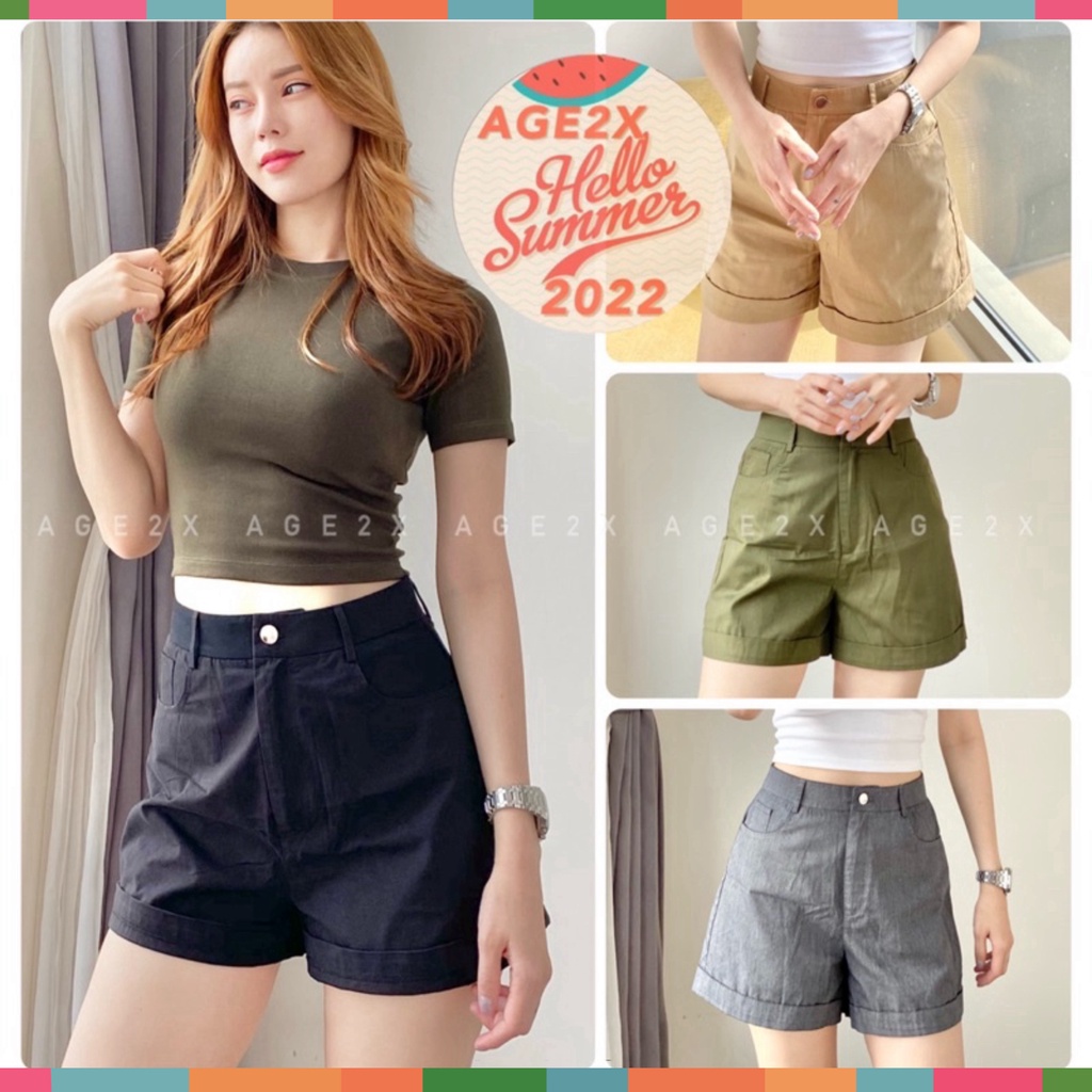 Quần Short Lưng cao ống rộng, siêu hack dáng hot trend 2022 chính hãng AGE2X