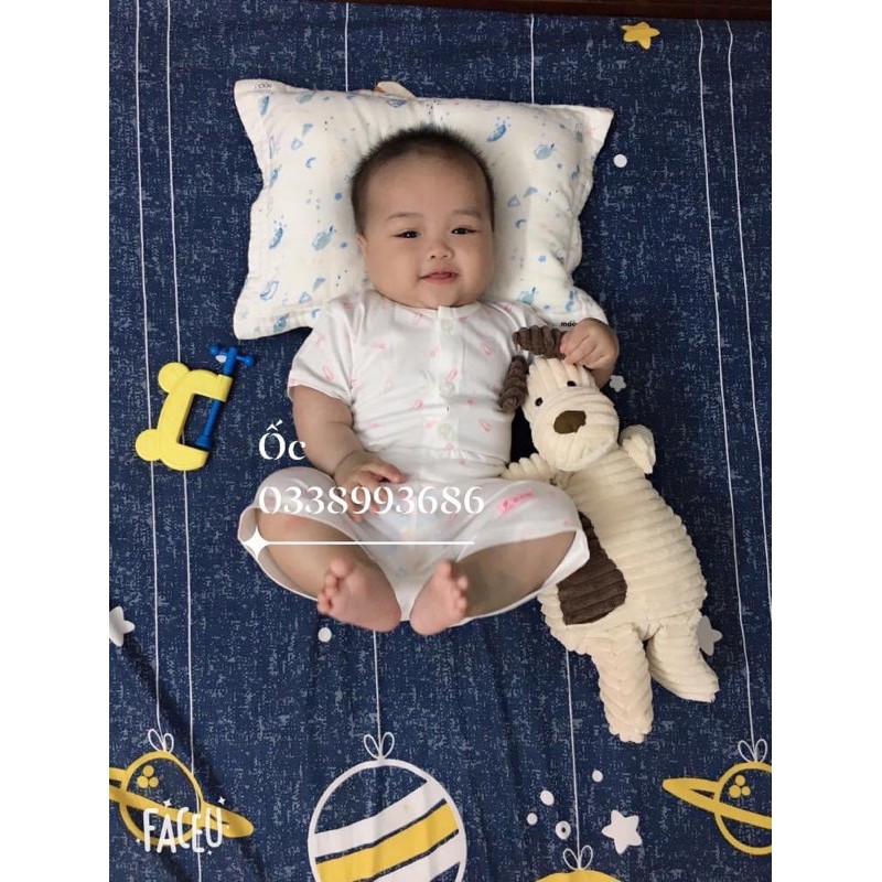 bộ cotton cài giữa lullaby hoạ tiết bình sữa