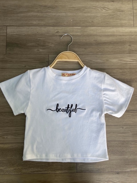 Áo croptop thêu chữ thun cotton 6 màu loại xịn LIKANO CRT21