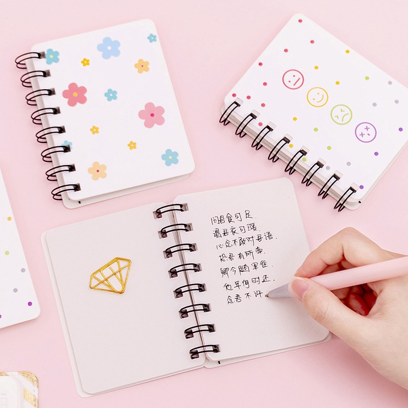 Small Flower Rollover Coil Notebook Student Mini Portable Loose-leaf Notebook Notepad A7 Pocket Notebook LQZ