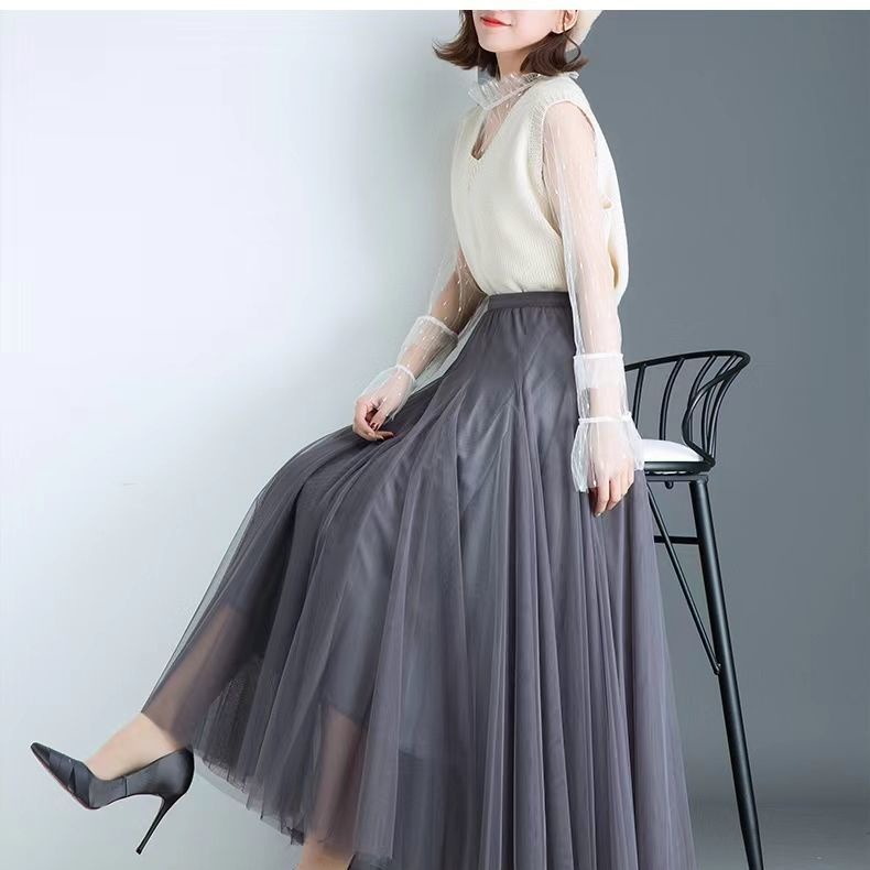 Chân Váy Lưới Chữ A Dáng Dài Thời Trang 720 Độ