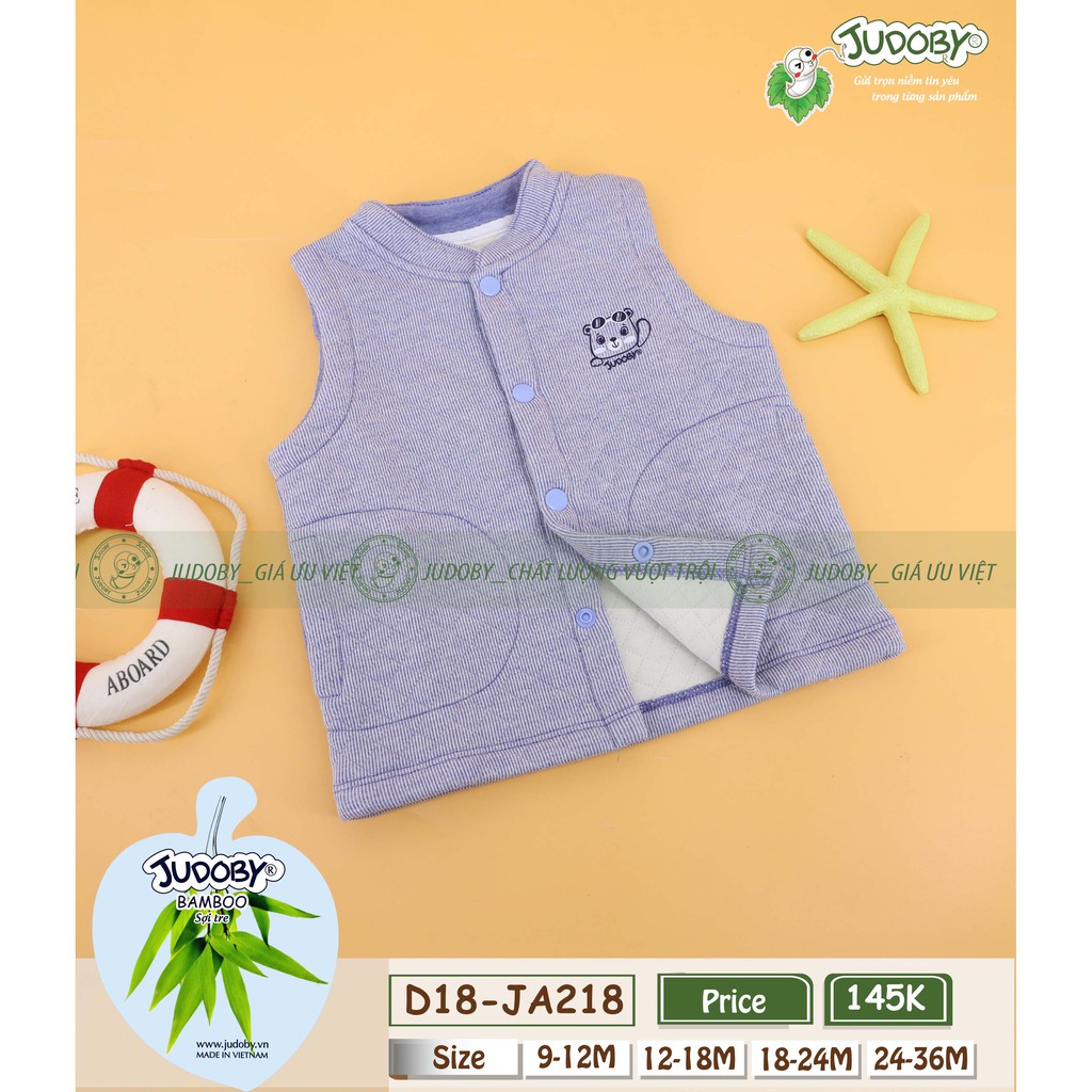 Judoby - Áo gile trần bông 2 lớp dày phối túi 12-36m JA218