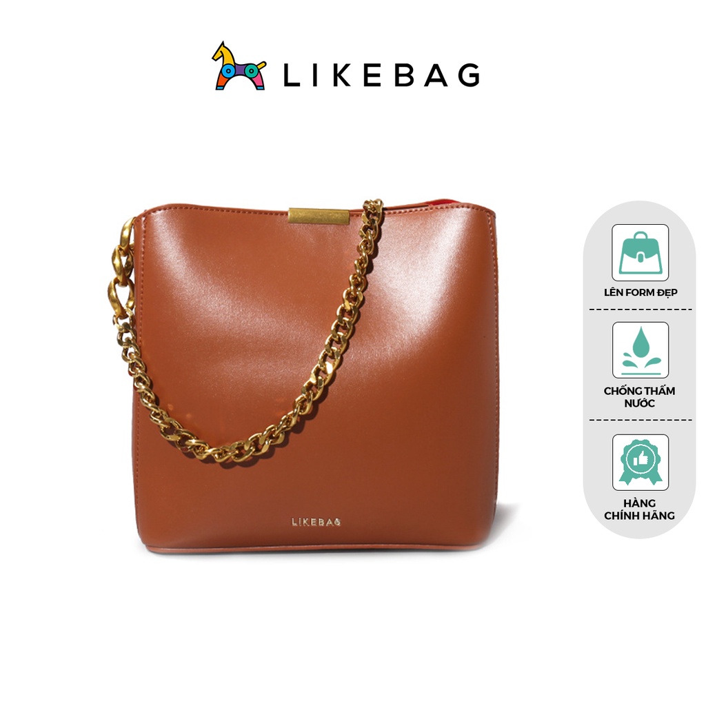 Túi xách nữ đeo chéo kèm ví mini LIKEBAG dáng vuông phối xích vàng sang trọng 218XK9785 - LIBAGI