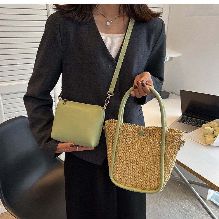 Túi Đeo Vai Đan Sợi Rơm Thủ Công Thời Trang Cho Nữ
