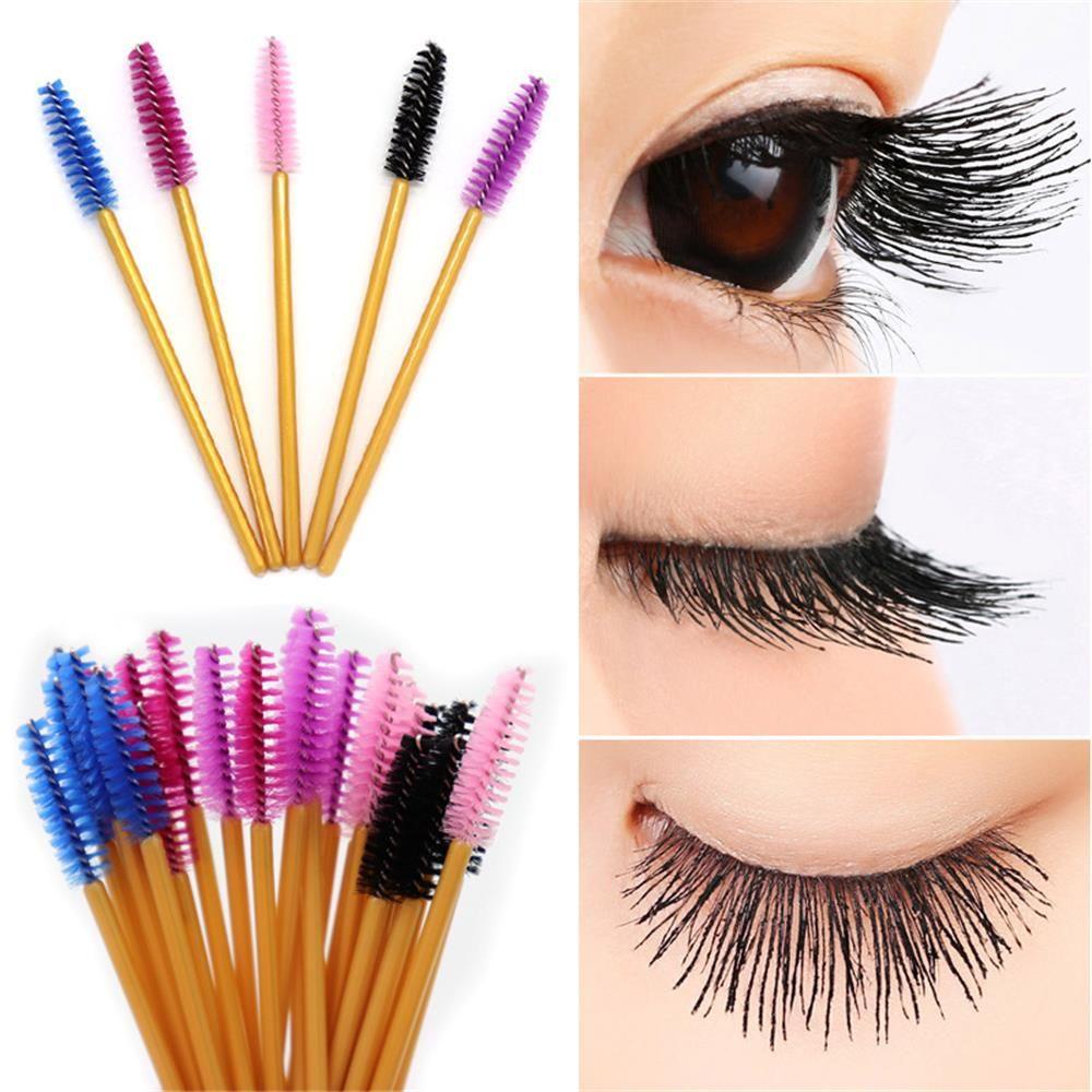 ROSE Bộ 50 Cọ Mascara Lông Mi Bằng Silicone 6 Màu Dùng Một Lần