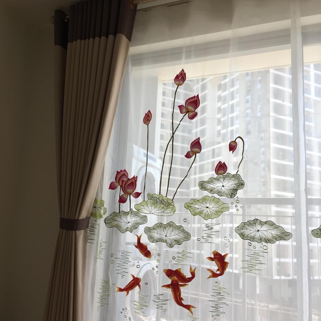 Rèm cửa voan thêu tay (mẫu hoa 9)