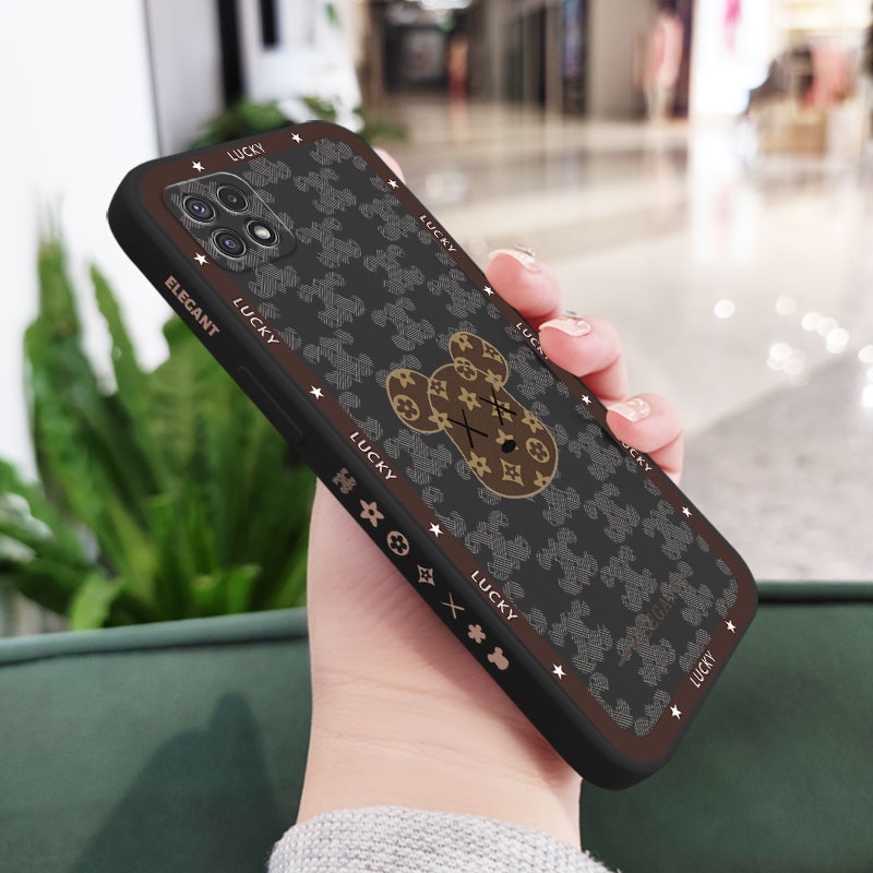 Ốp Điện Thoại Mềm Họa Tiết Gấu Tai To Sáng Tạo Bảo Vệ Toàn Diện Cho Samsung Galaxy A22 A12 4G 5G A02 A02S