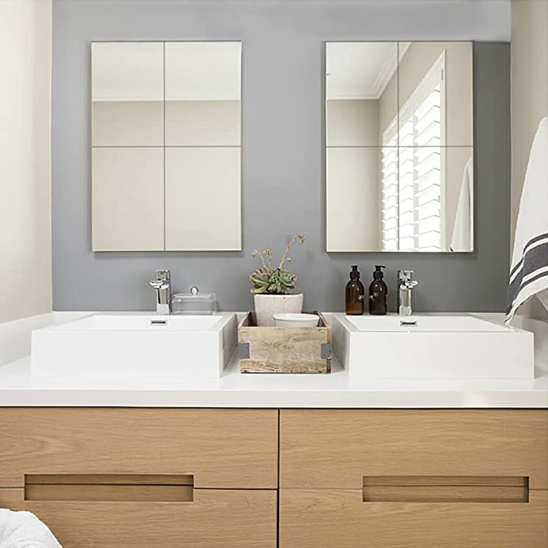Set 4 Tấm Gương Dán Tường Bằng Acrylic Không Kính Kèm 16 Miếng Dán Tự Dính Trang Trí Nhà Cửa