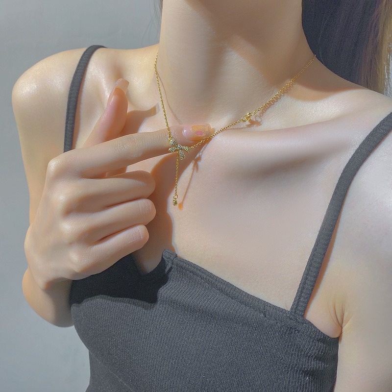 Dây Chuyền Mặt Nơ Phong Cách Ngọt Ngào Cho Nữ