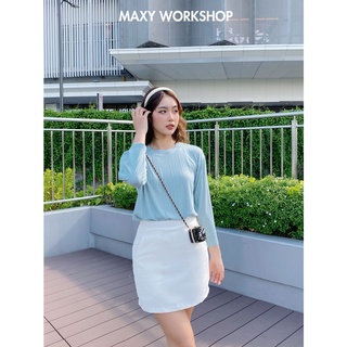 Áo thun nữ dài tay cổ tròn basic Lollipop Tee Blue Maxy Workshop
