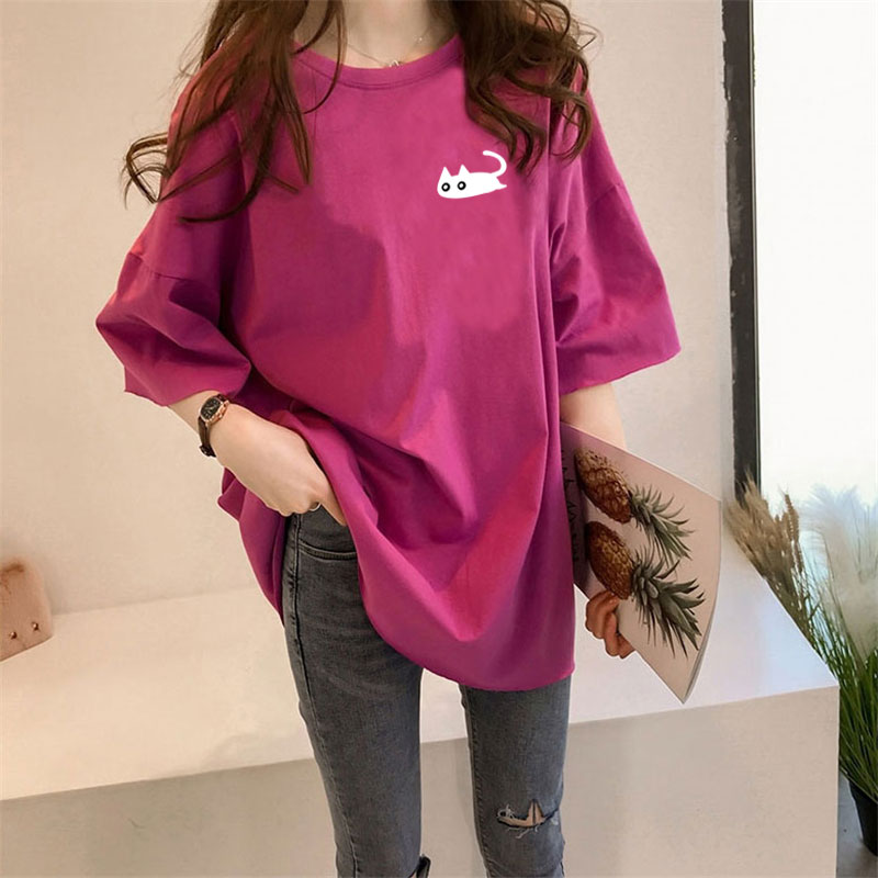 NRVP Áo Thun Nữ Dáng Rộng In Hình Thời Trang Hàn Quốc