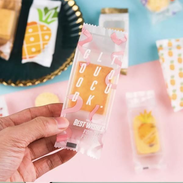 Túi đựng bánh dứa hoa tiết ruy băng sắc màu (100c)