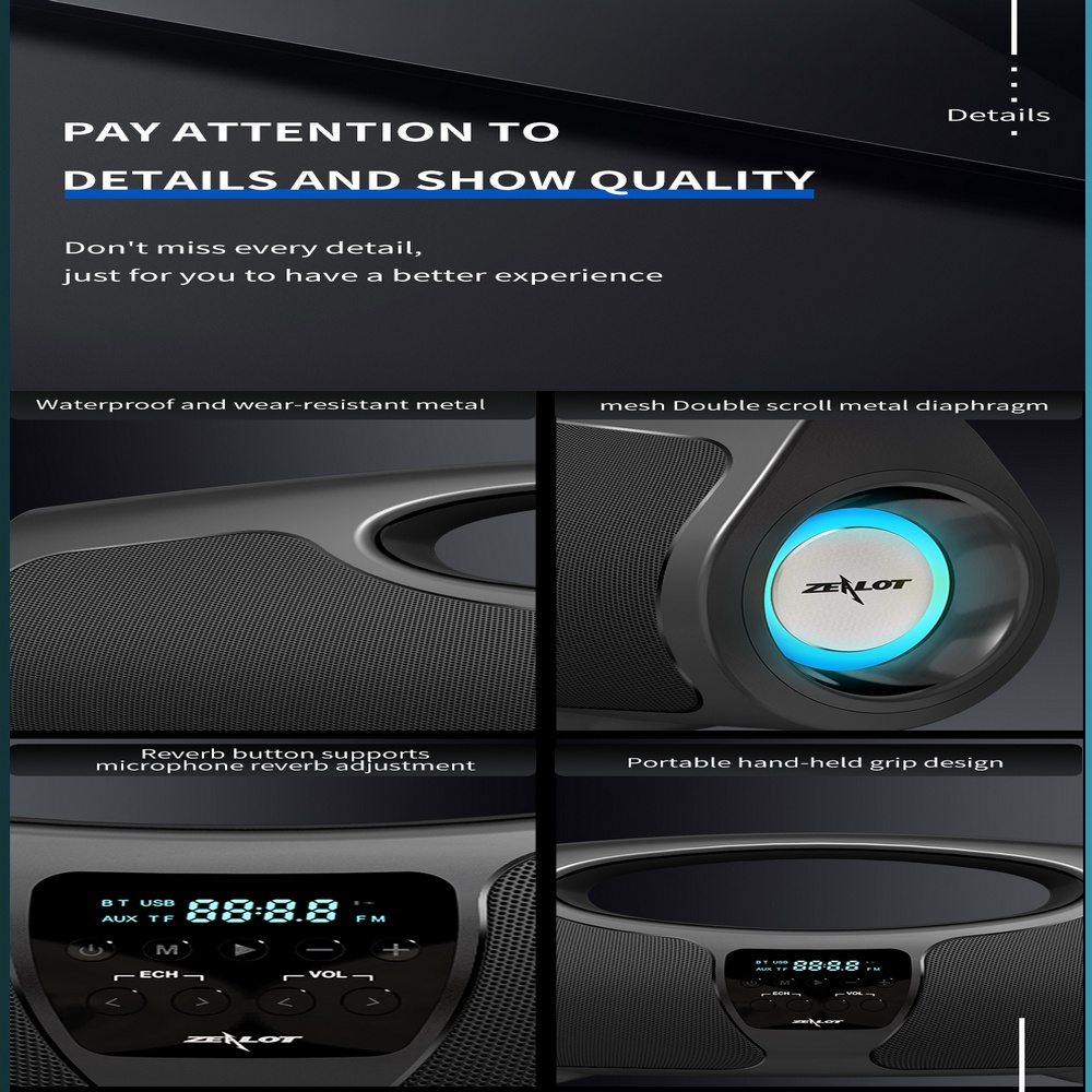 Loa Bluetooth Zealot P1 40W IPX5 Âm Thanh Hay Và Phụ Kiện