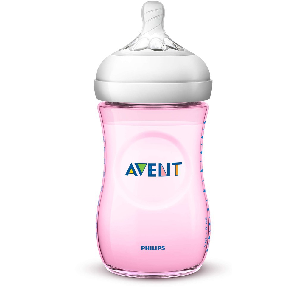 Bình sữa Avent Natural 260ml màu xanh - hồng
