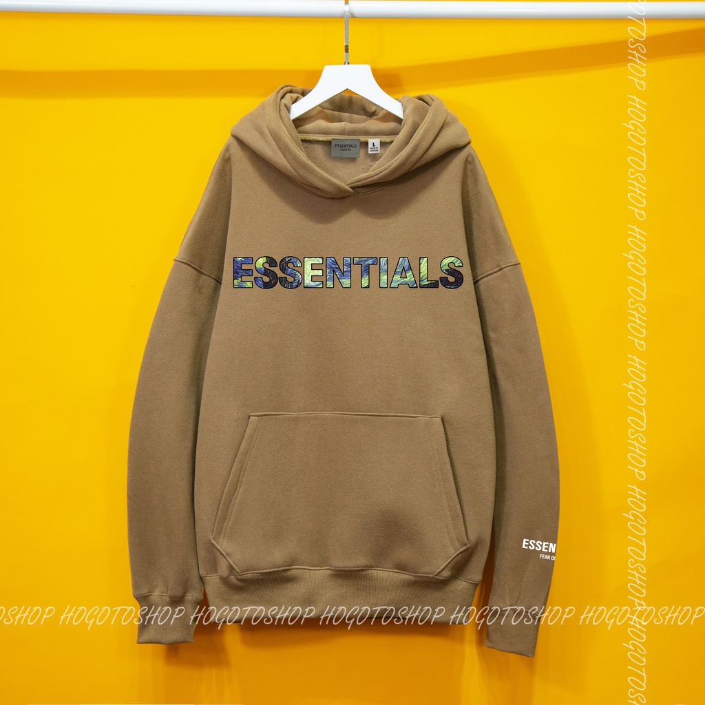 Áo nỉ hoodie ESSENTIALS CHỮ XANH Hogoto shop , Áo nỉ bông unisex nam nữ form rộng oversize chất liệu Cotton