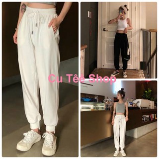 [Quần Nữ] Quần jogger basic ulzzang 2 màu trắng đen hot trend