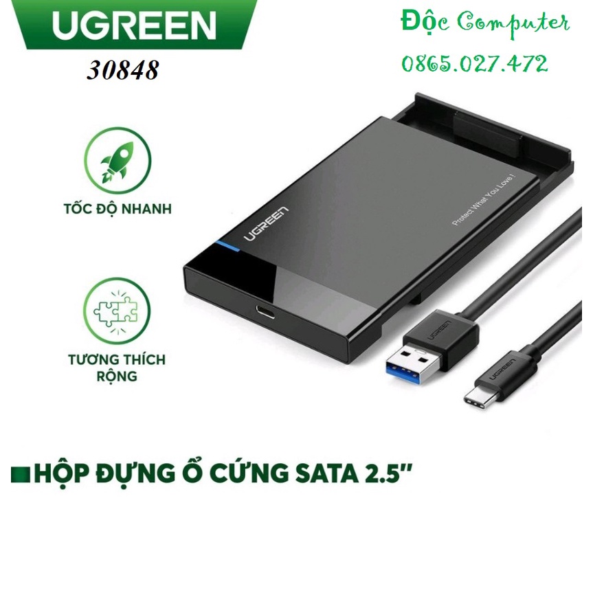 Hộp Đựng Ổ Cứng 2.5 inch USB 3.0 Ugreen 30848 - HDD Box - Hàng Chính Hãng