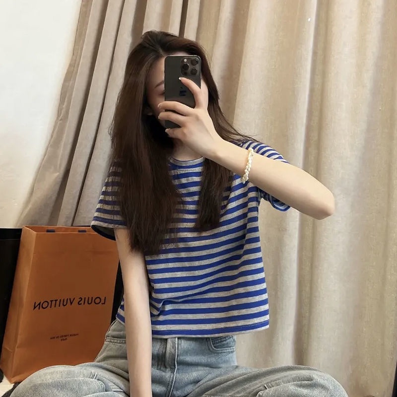 Áo Thun Cotton Tay Ngắn Họa Tiết Kẻ Sọc Mới 2022 JL-TX-236