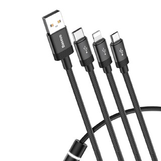 Baseus data faction 3 in 1 1.2m 3.5a usb to micro usb + 8pin + type-c cable