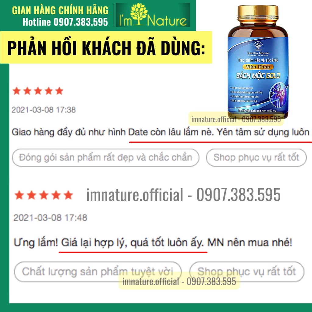 Hũ 60 Viên Bổ Xương Khớp Bách Mộc Gold I'm Nature
