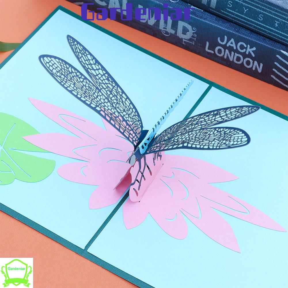 💜DLWLRMA💜 Hollow 3D Pop Up Card Special Occasion Greeting Card Love Pop Dragonfly Specialty Paper Gift Mother's Day Flowers Hobby Birthday