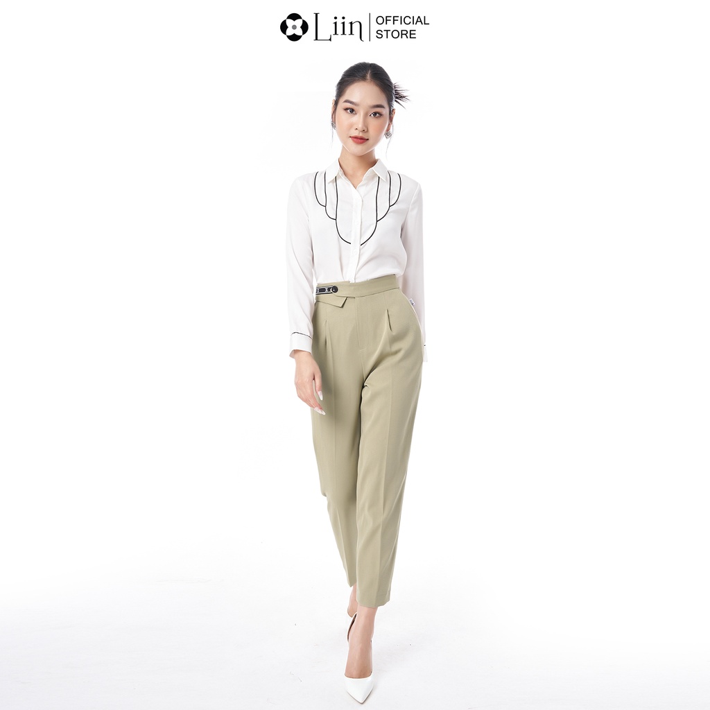 Quần baggy nữ linbi mix đai thiết kế form công sở trẻ trung, thanh lịch liin clothing QD3717