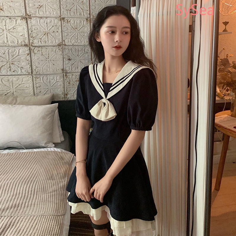 Đầm ôm eo kiểu lính thuỷ phong cách thời trang Lolita cho nữ