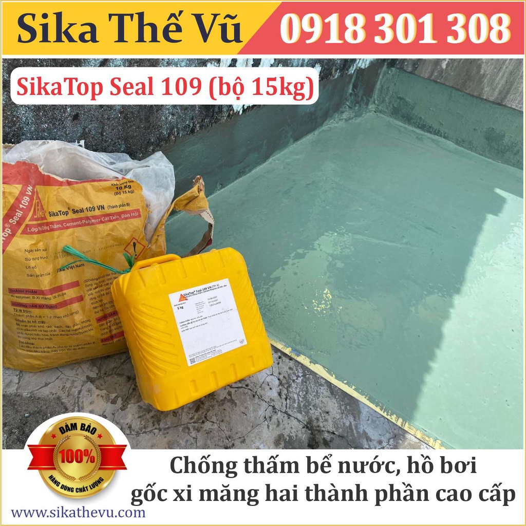 Sika - Chống thấm bể nước, hồ bơi cao cấp - SikaTop Seal 109 (Bộ 15kg) - SIKA THẾ VŨ