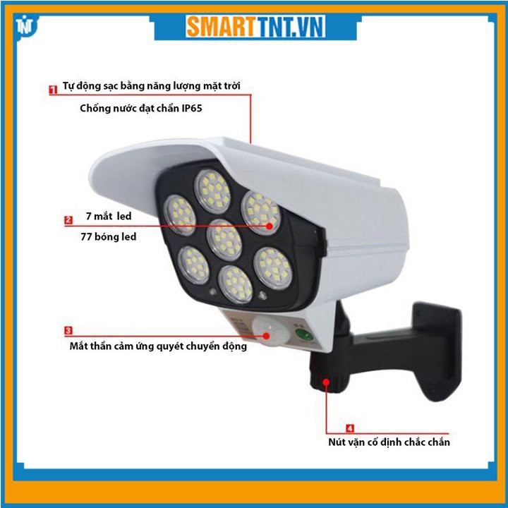 Đèn năng lượng mặt trời cảm ứng tự động bật tắt có điều khiển - giả camera chống trộm mơi, hàng đẹp Smarttnt.vn