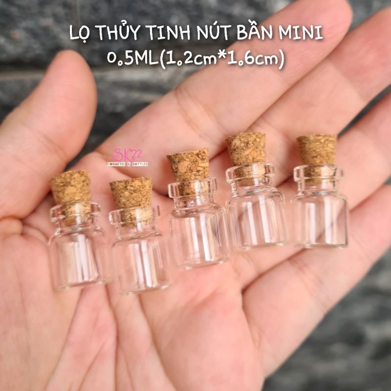 Set 6/8 LỌ THỦY TINH MINI NÚT BẦN 0.5ml/1ml/2ml/3ml