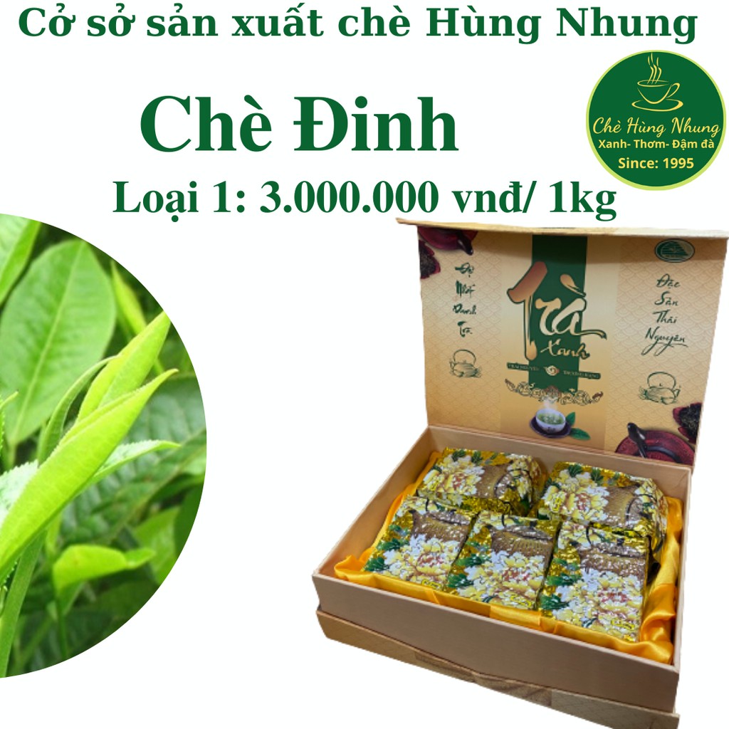 Chè Thái Nguyên 1kg Chè Đinh loại 1 cao cấp+ tặng kèm hộp và túi giấy sang trọng trị giá 100k