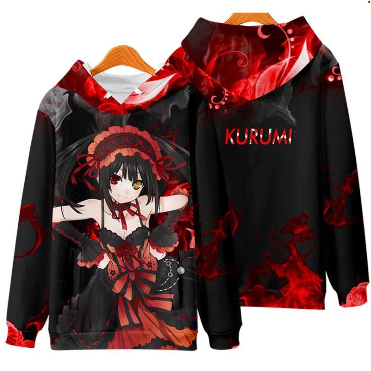 Áo Hoodie Dáng Rộng Tay Dài In Hình Anime DATE A LIVE Tokisaki Kurumi 2021 3D Thời Trang Nam Nữ