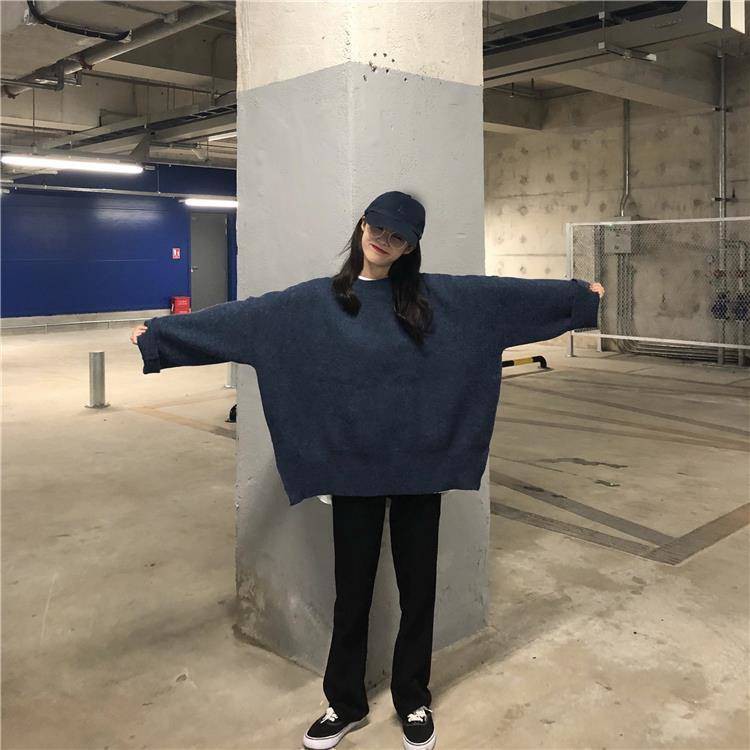 Áo Khoác Sweater Chui Đầu Dáng Rộng Dài Kiểu Hàn Quốc Thời Trang 2020 Cho Nữ