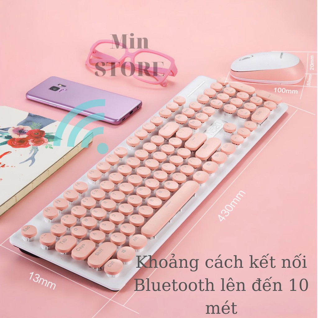 Bộ Chuột và Bàn Phím Không Dây Siêu Đẹp N520 Mẫu Cao Cấp Màu Cực Đẹp, Phím Siêu Êm  - Min STORE | WebRaoVat - webraovat.net.vn