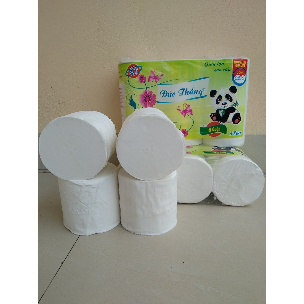 Giấy Vệ Sinh Đức Thắng Gấu Trúc 6 Cuộn Không Lõi
