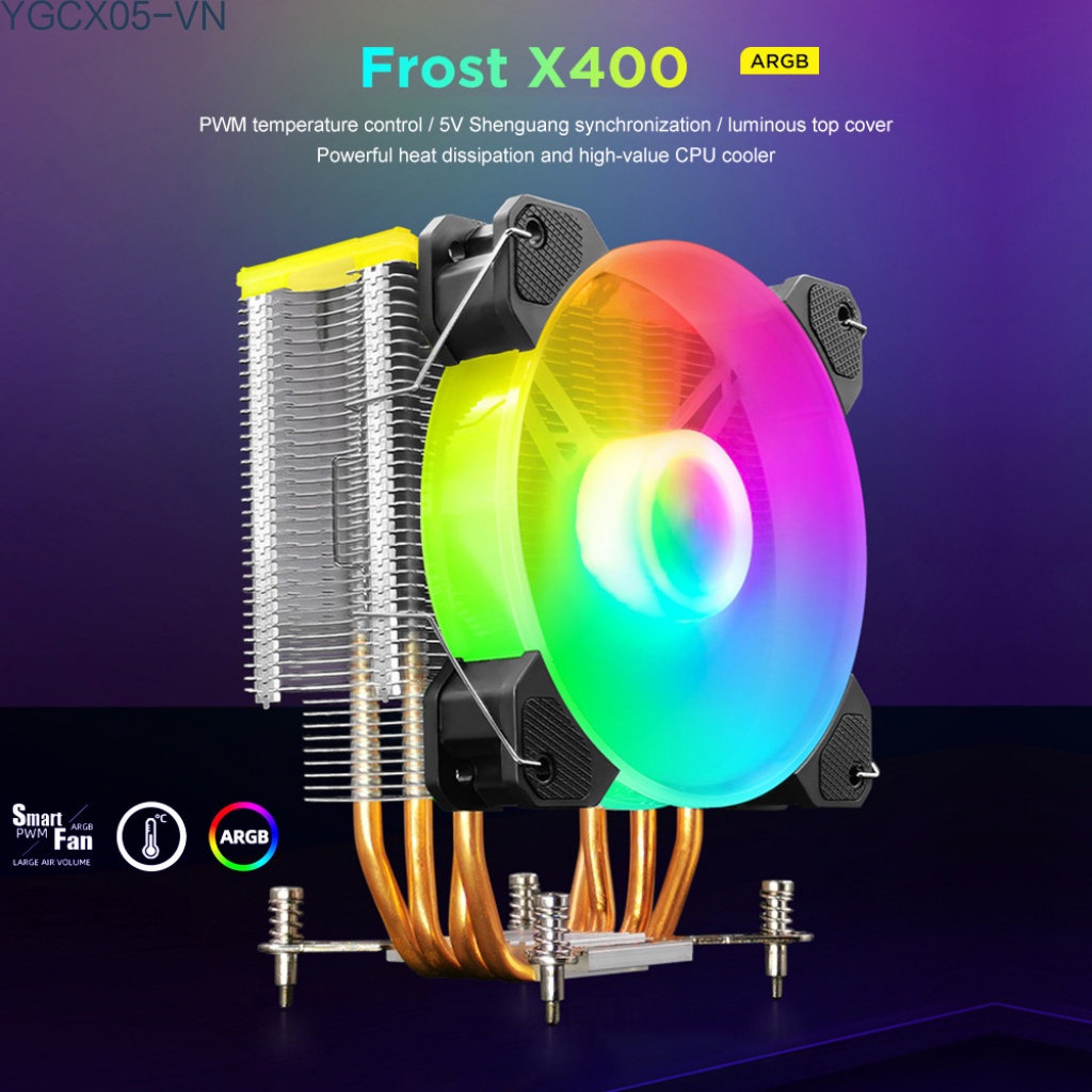 Quạt Tản Nhiệt Cpu Coolmoon X400 4pin Sata 4 Ống Đồng 5v 3pin Argb Cho Intel / Amd | BigBuy360 - bigbuy360.vn
