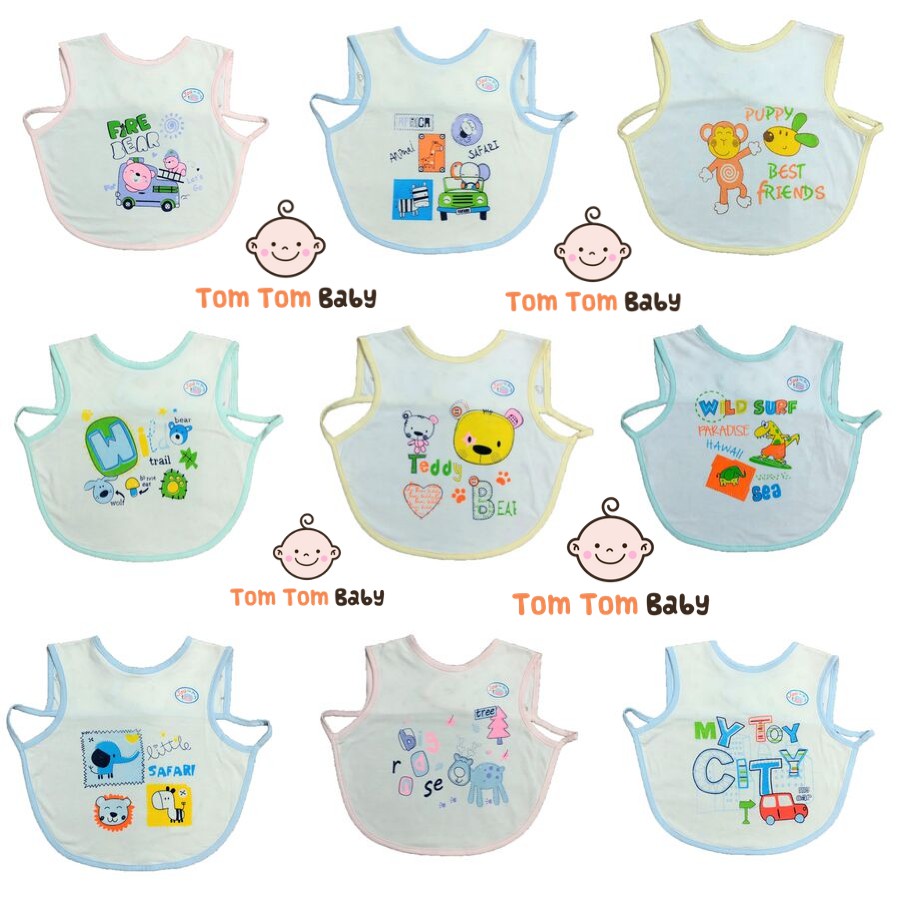 Yếm áo ăn dặm cotton 2 lớp loại lớn JOU cho bé từ 12-18M (miếng dán phía sau)