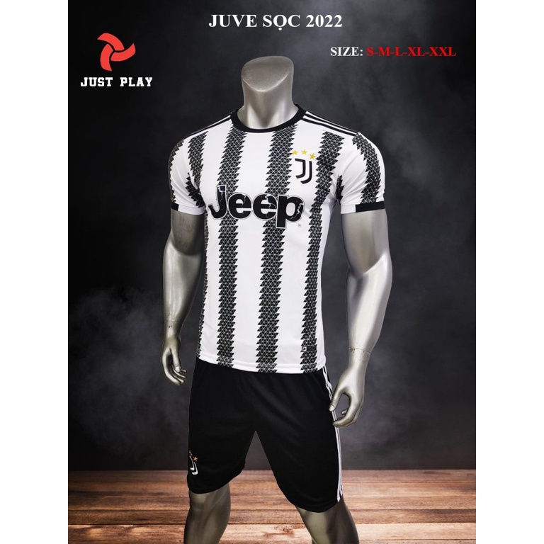 Bộ quần áo bóng đá, đồ đá banh Juve Juventus Sân Nhà Sọc Trắng Đen 2022-2023 Vải Thun Lạnh Cao Cấp