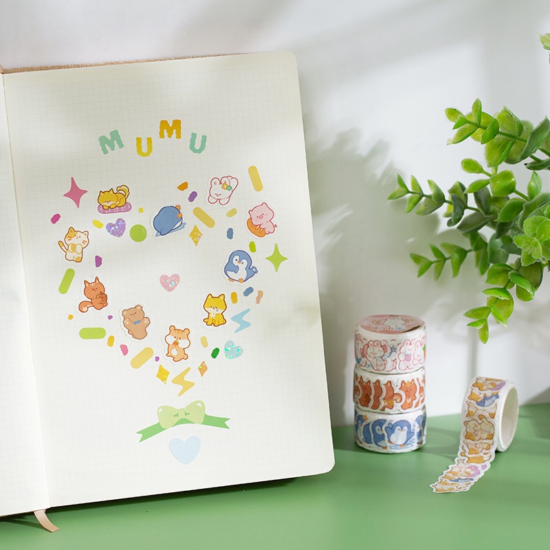 1 cuộn băng keo Washi hình đám mây trang trí sổ tay nhật ký