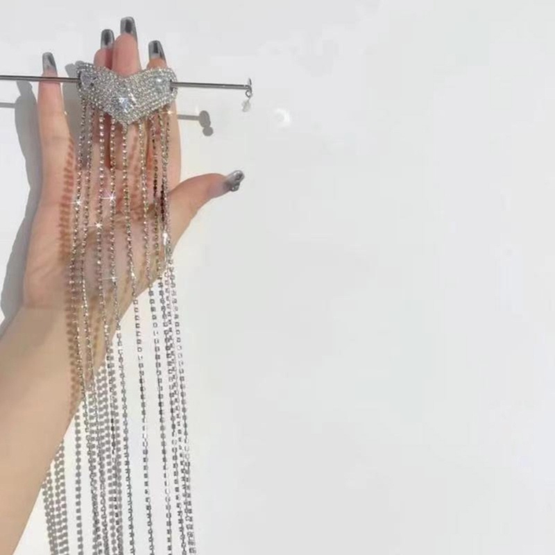 Trâm Cài Tóc Hình Trái Tim Bằng Kim Loại Đính Đá Đa Năng Thanh Lịch